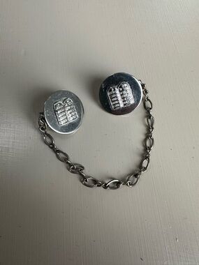 Silver Tone Ten Commandments Prayer Shawl or Sweater Clips Vintage Gothic